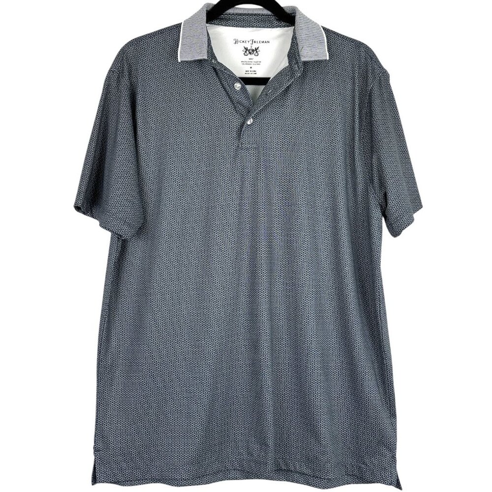 Hickey Freeman Golf‎ Polo Shirt Men’s Medium Gray Geometric Print Performance